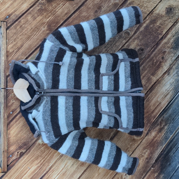 EUC striped brown & cream wool jacket - Picture 1 of 5